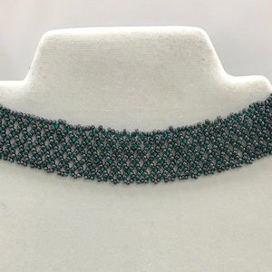 Choker with Deep Gray & Teal Beads